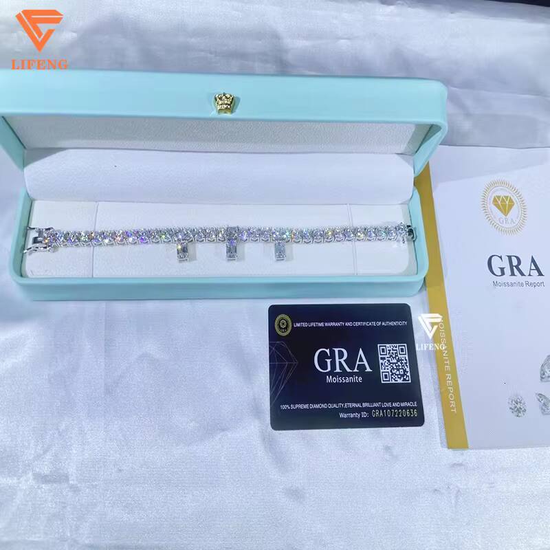 6 mm Custom VVS Moissanite Tennis Bracelet Pass Diamond Tester 925 Sterling Silver Iced Out Fashion Jewelry Hip Hop Tennis Chain