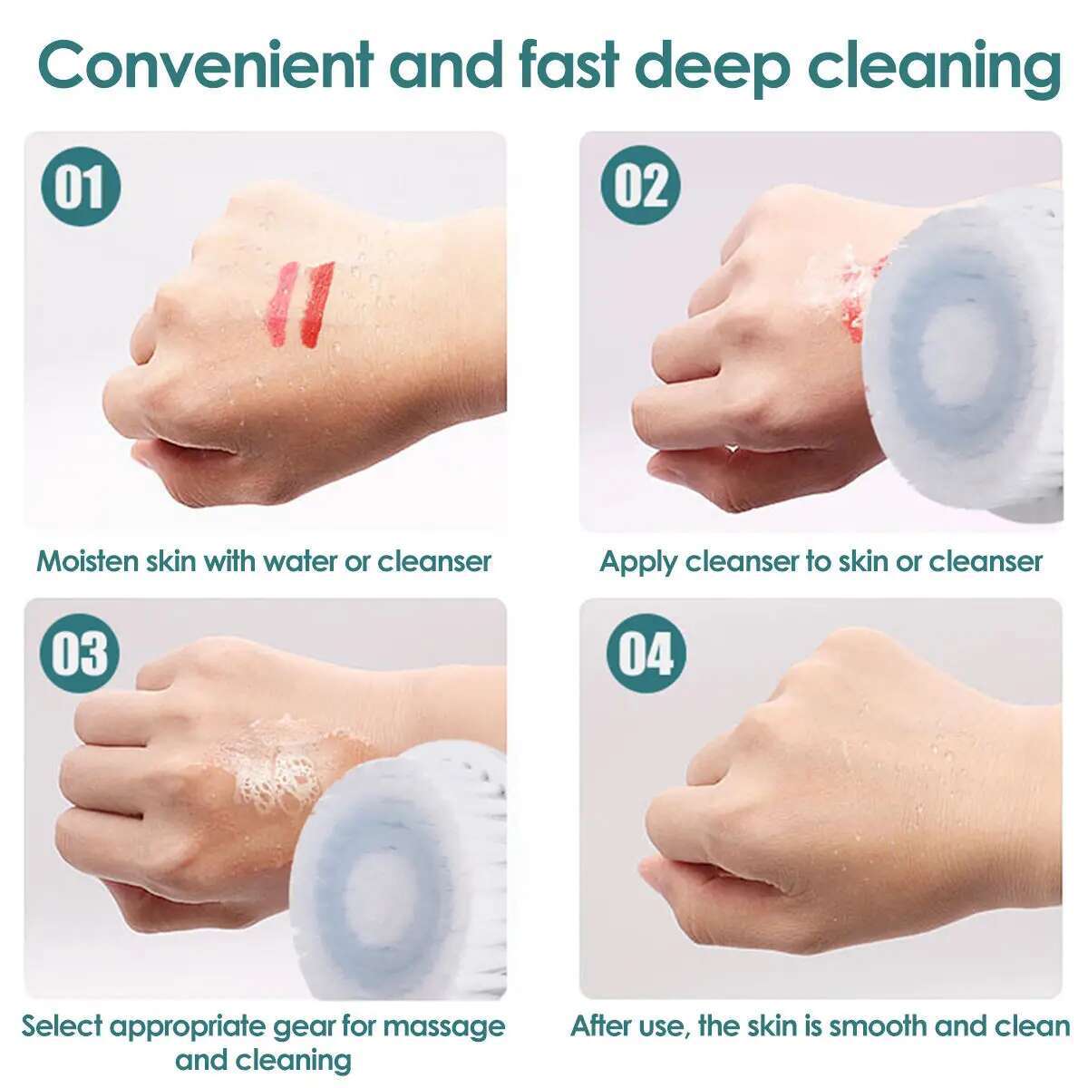 Face Scrubber Sonic Facial Cleansing With 5 Interchangeable Brush Head Ipx7 Waterproof Wireless Rechargeable For Massaging