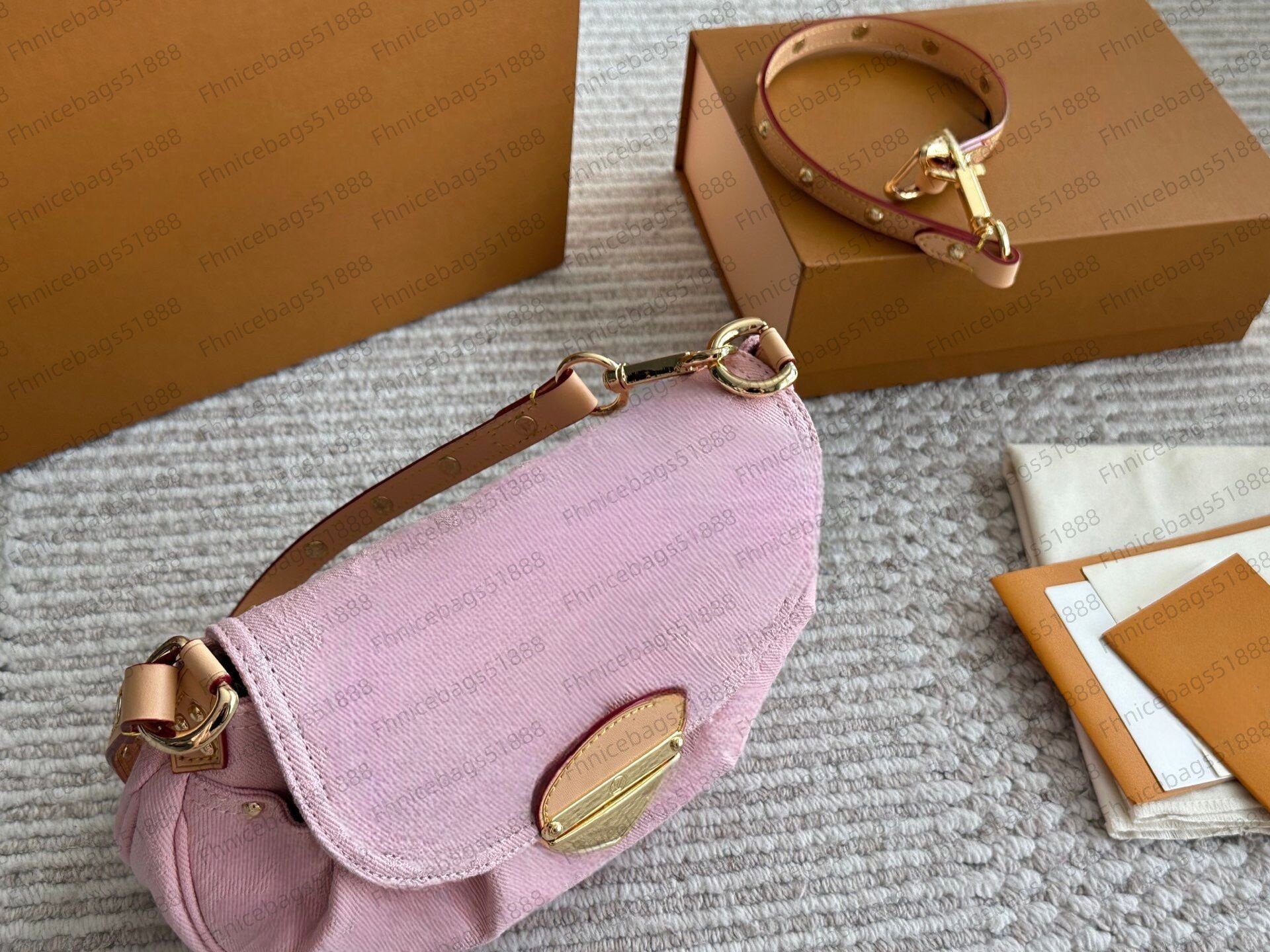 Newest Hobos Designer Women Crossbody bag Fashion Denim Pink Blue Leather Handbag Shoulder Bags Female Croissant Chain Top Quality Purses
