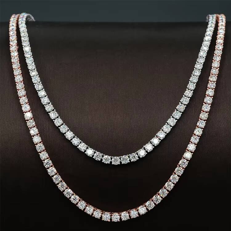 New Arrival LAB Diamond 3mm S925 Tennis Chain White Gold Necklace for Women Fine Jewelry with Full Diamond Moissanite
