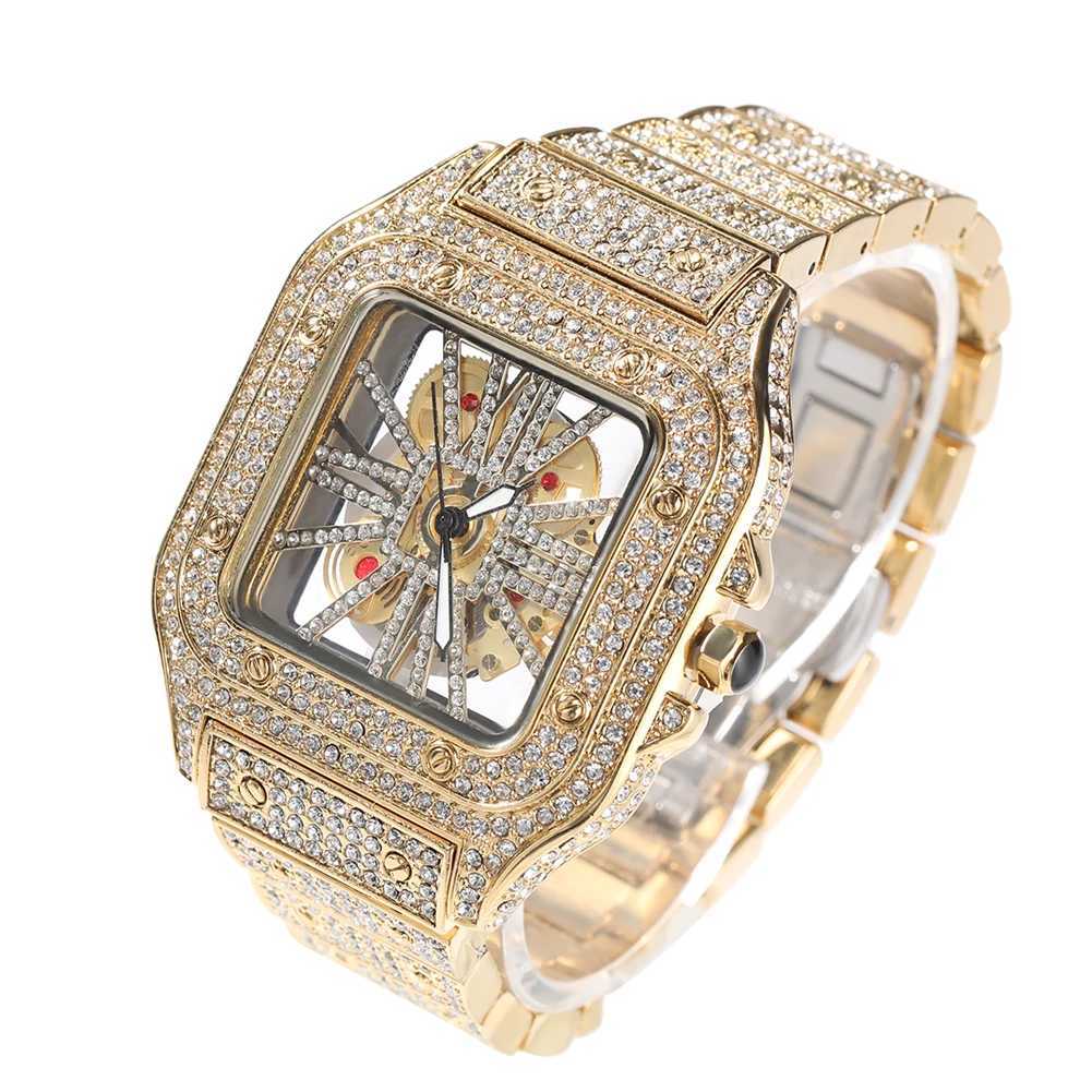 THE BLING KING Iced Out Men Square Dial Quartz Luxury Brand Automatic Wrist es Skeleton Clock Hiphop RelogioW251031