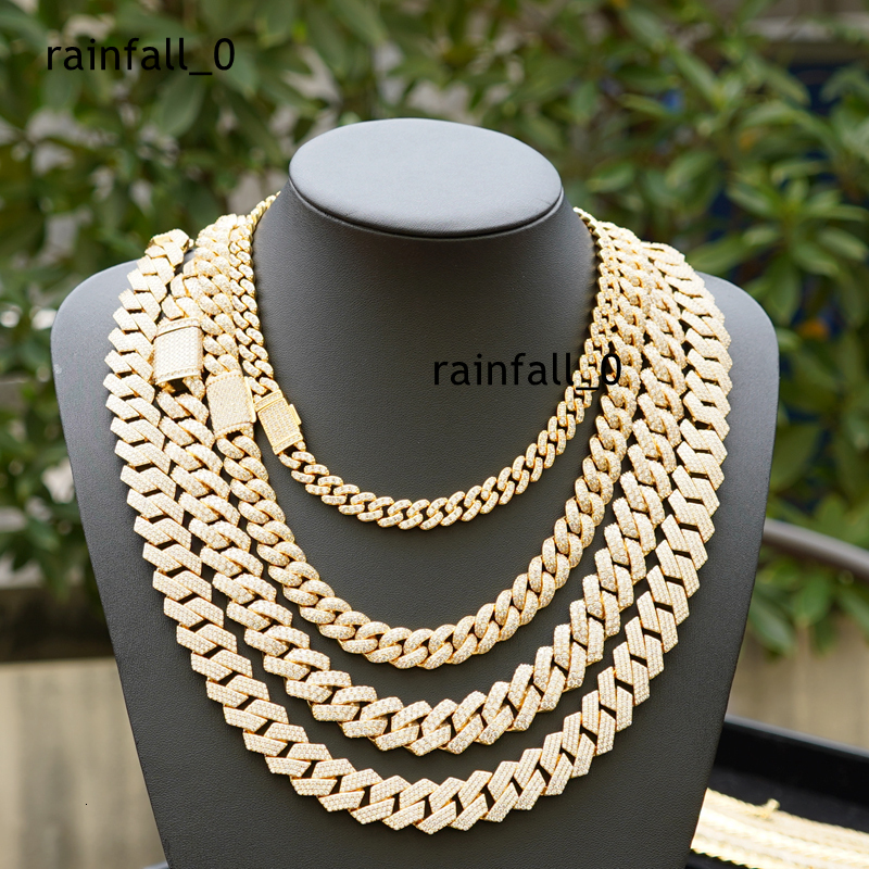 Fashion Cuban Chain VVS Micro Cluster 18k Gold 925 Sterling Silver Moissanite Chain Necklace Men with GRA