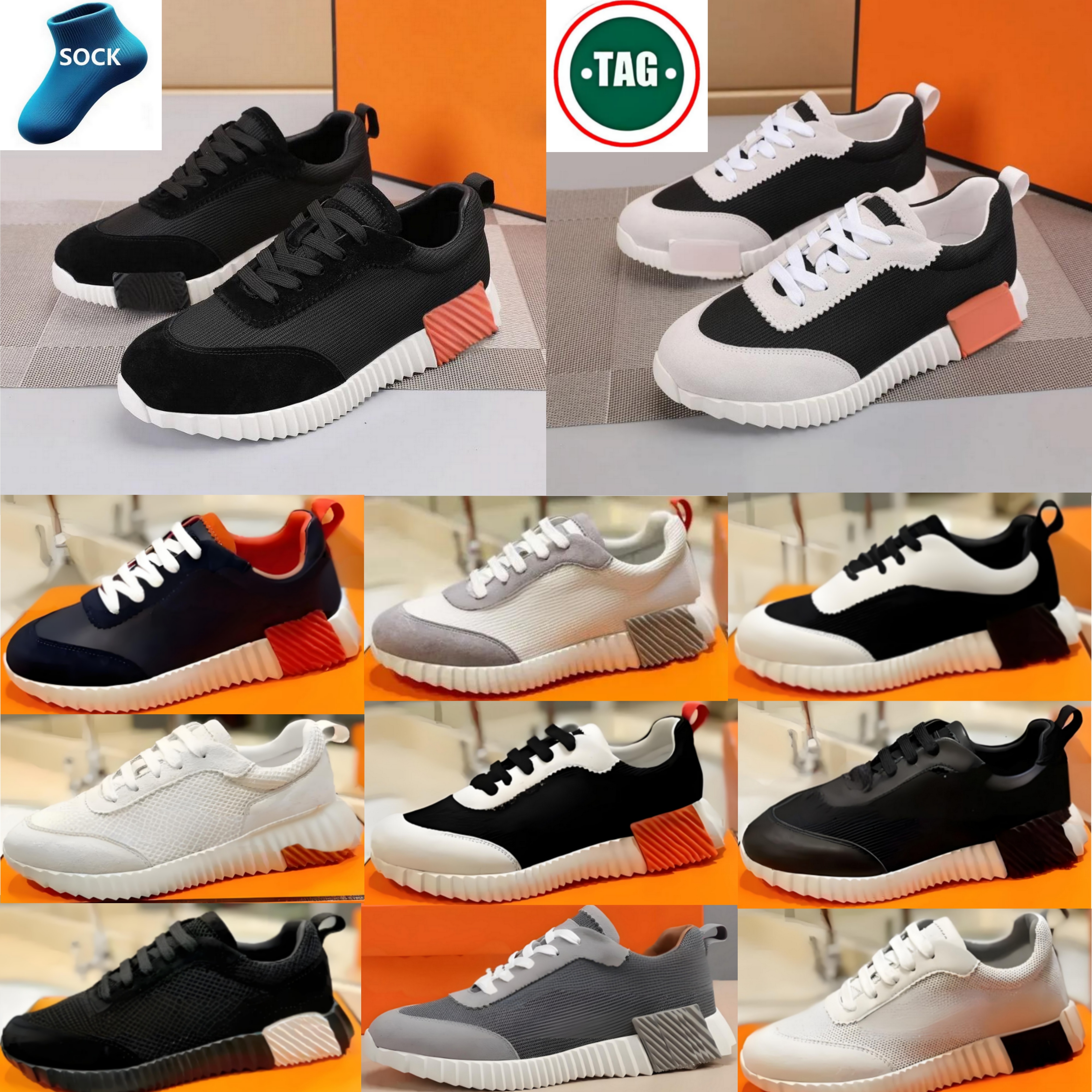 Top Quality Bouncing Sneakers Designer Suede Casual Shoes Trainers Breathable Mesh Running Shoe Men Bounce Sneaker Women Non-Slip Rubber Sole Flat Train