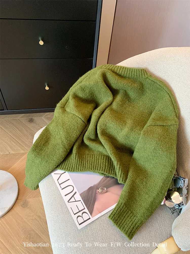 American Vintage Cozy Cardigan Bohemian Flower Embroidery Autumn Winter Prairie Chic Sweater Green Cashmere Top 2000s AestheticT251101