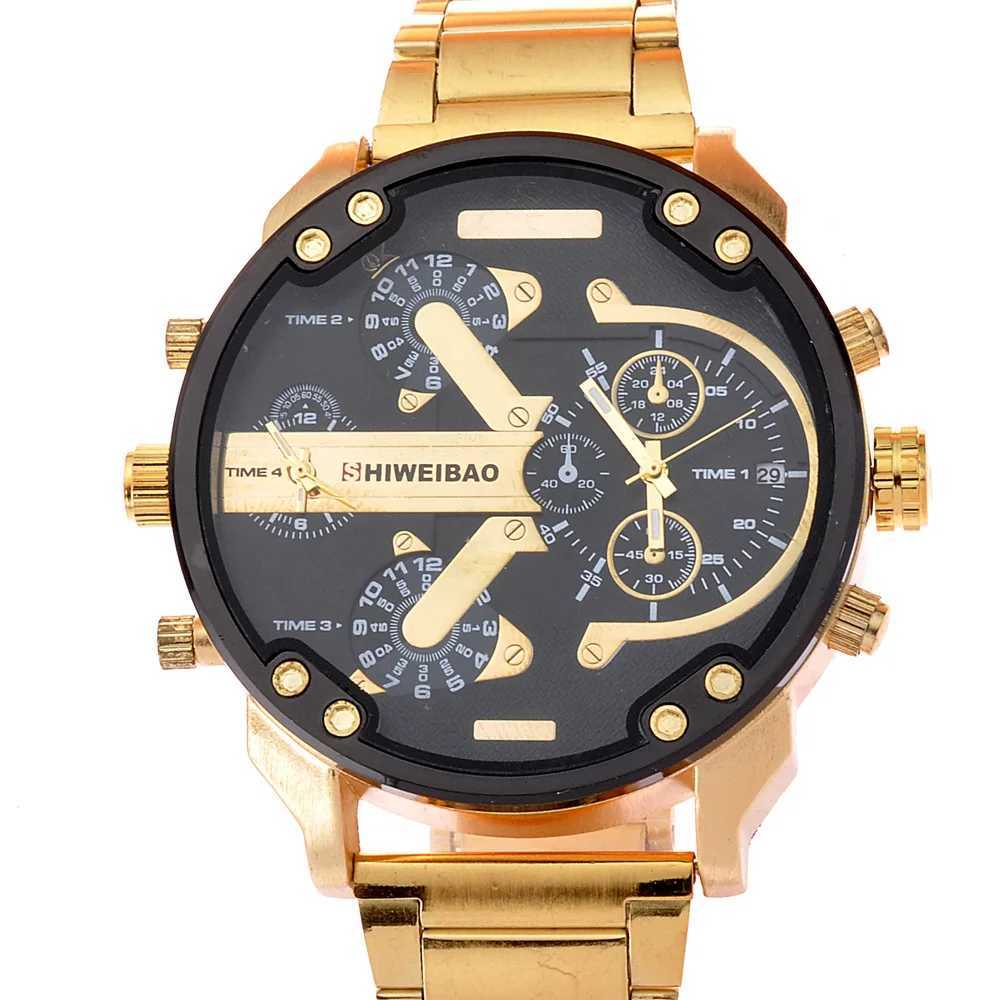 SHIWEIBAO Luxury Men Waterproof Dual Time Display Quartz Wrist with Stainless Steel Band Quartz WristesW251031