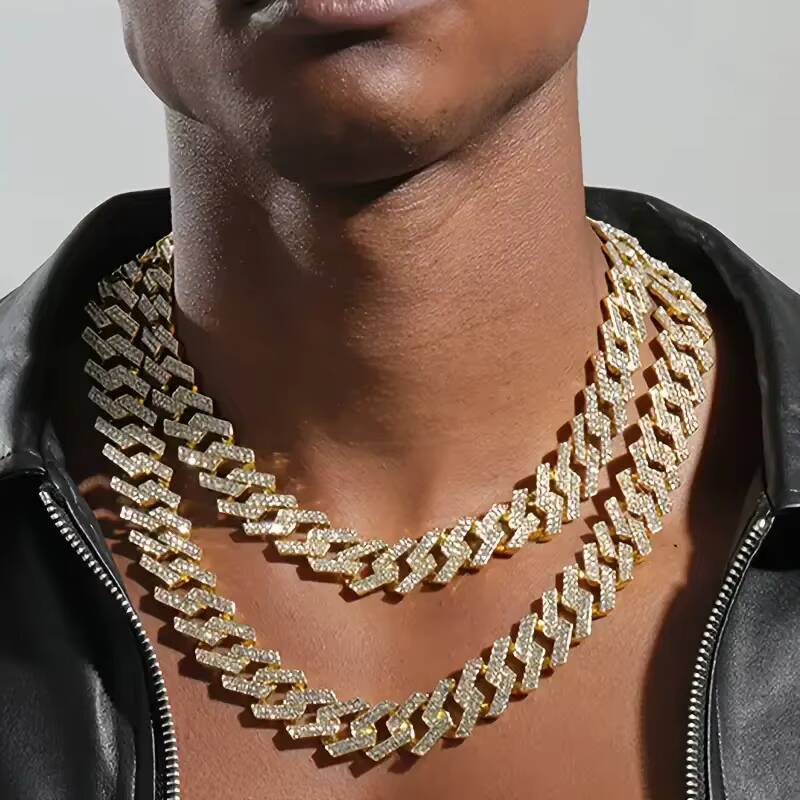 Moissanite Cuban Link Chain S925 Silver Plated 18K Gold Iced Out Hip Hop Style Certified Jewelry for Men Statement Cuban Chain