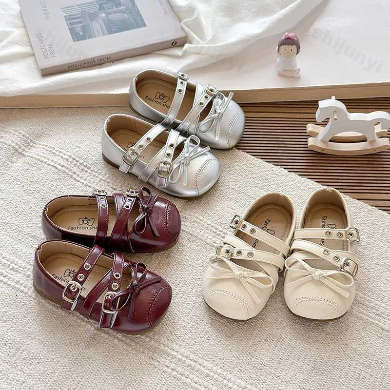 Children PU Leather Shoes Autumn 2025 Girl Princess Shoes Kids Comfortable Anti Slip Fashion Soft Bottom Mary Jane Flat ShoesT251101