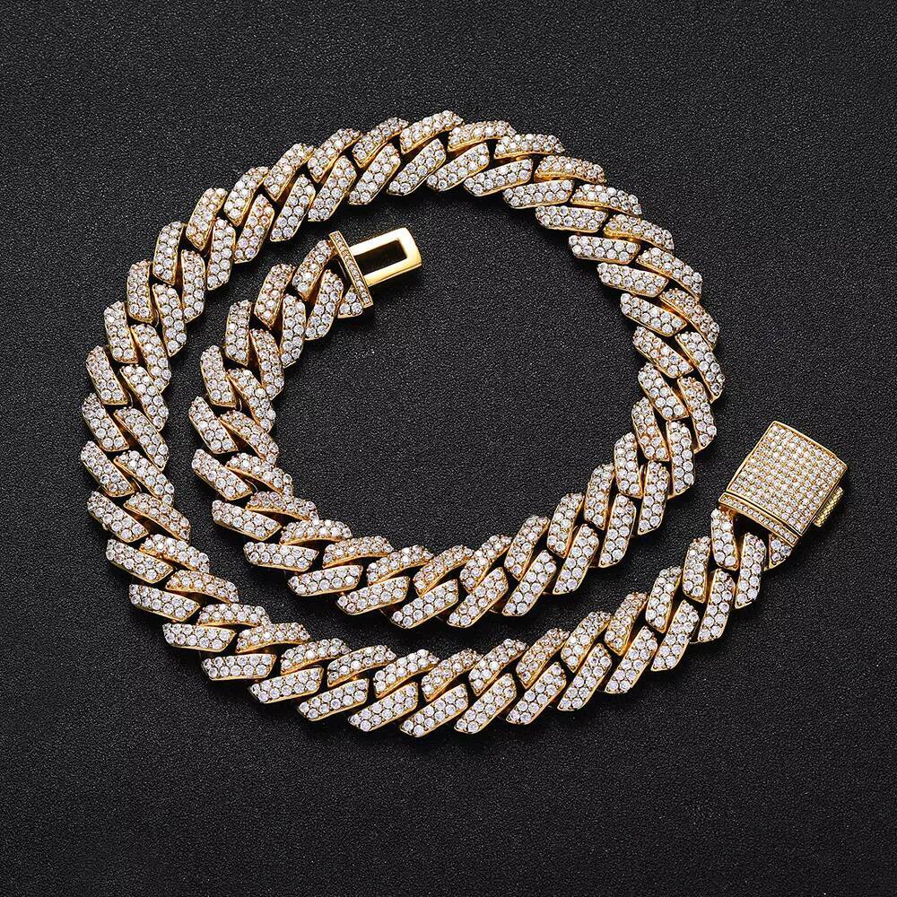 Fine Jewelry 925 Silver Moissanite Tennis Chains Iced Out Hip Hop Cuban Link Chain Luxury Diamond Necklace