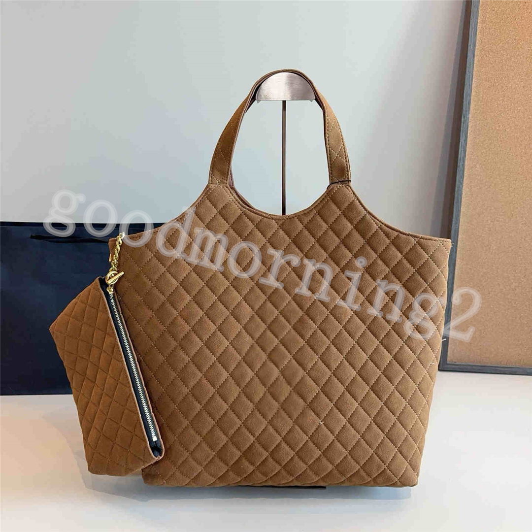Icare Maxi Tote Bag designer lady winter bag Suede Sheepskin Composite Totes Large Capacity Shopping Bag Solid Color Quilted Shoulder Bag Top Genuine Handbag