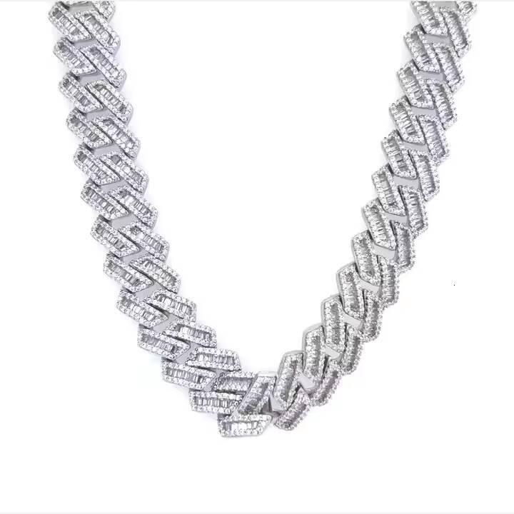 Moissanite Diamond Cuban Chain 925 Sterling Silver Hip Hop Link Chain for Men Party Wear Birthday Gift Necklace