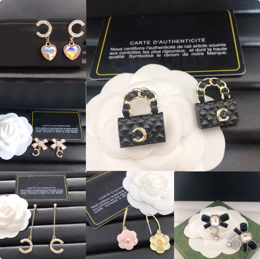 Gold Plated Earrings Designer for Women Earring Letter Stud Crystal Pearl Wedding Party Gift Jewerlry