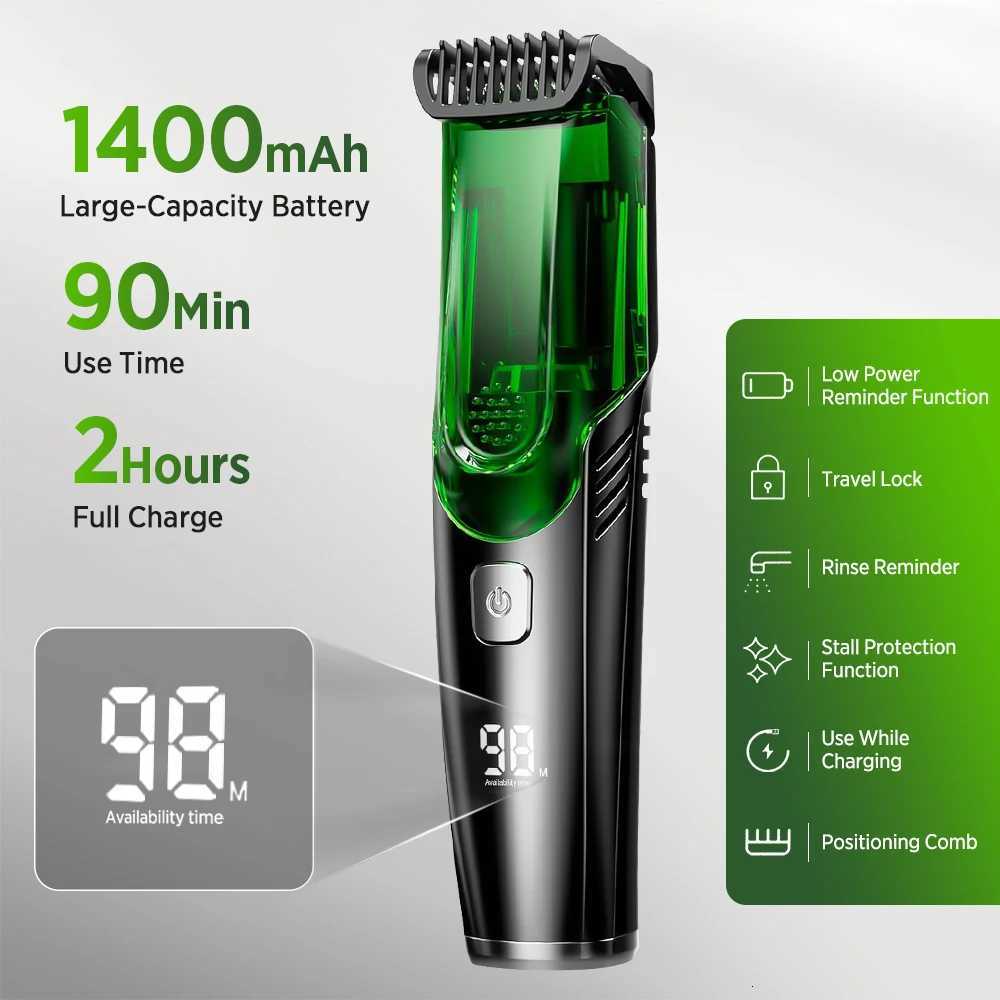Beard Trimmer for Men Vacuum Mustache Trimmer IPX7 Waterproof Electric Beard Cutting Kit Builtin Vacuum for SideburnsStubble C251101