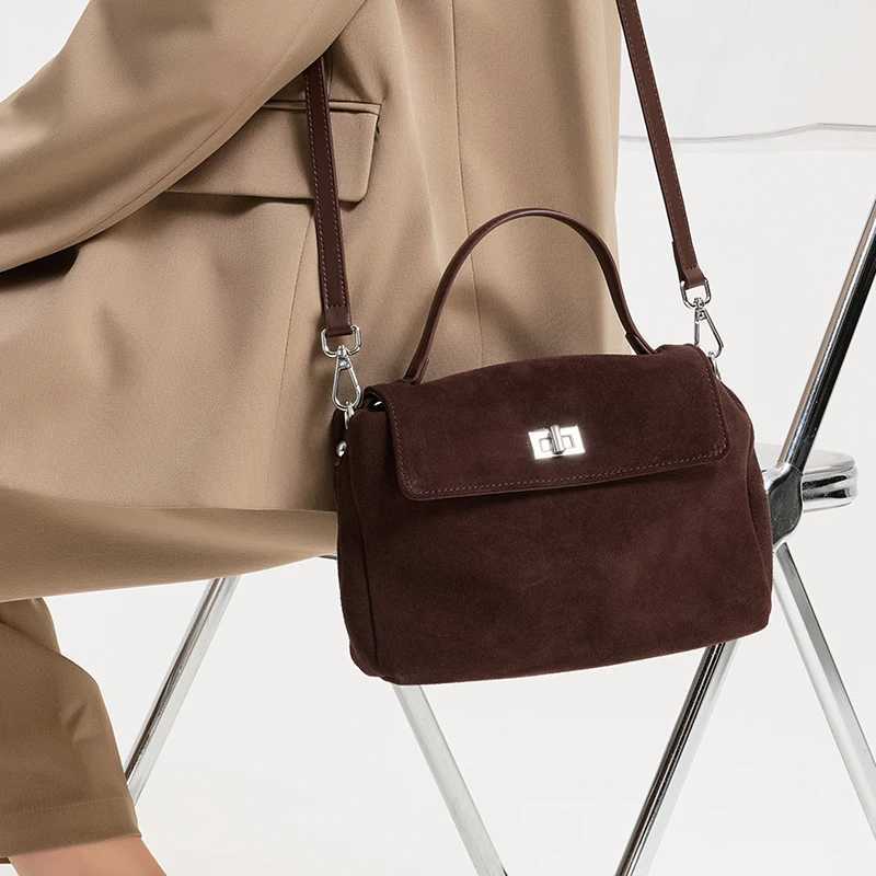 2025 NEW Autumn winter womens Natural Suede leather Crossbody Bag luxury designer Genuine Leather commuting messenger bagW251101