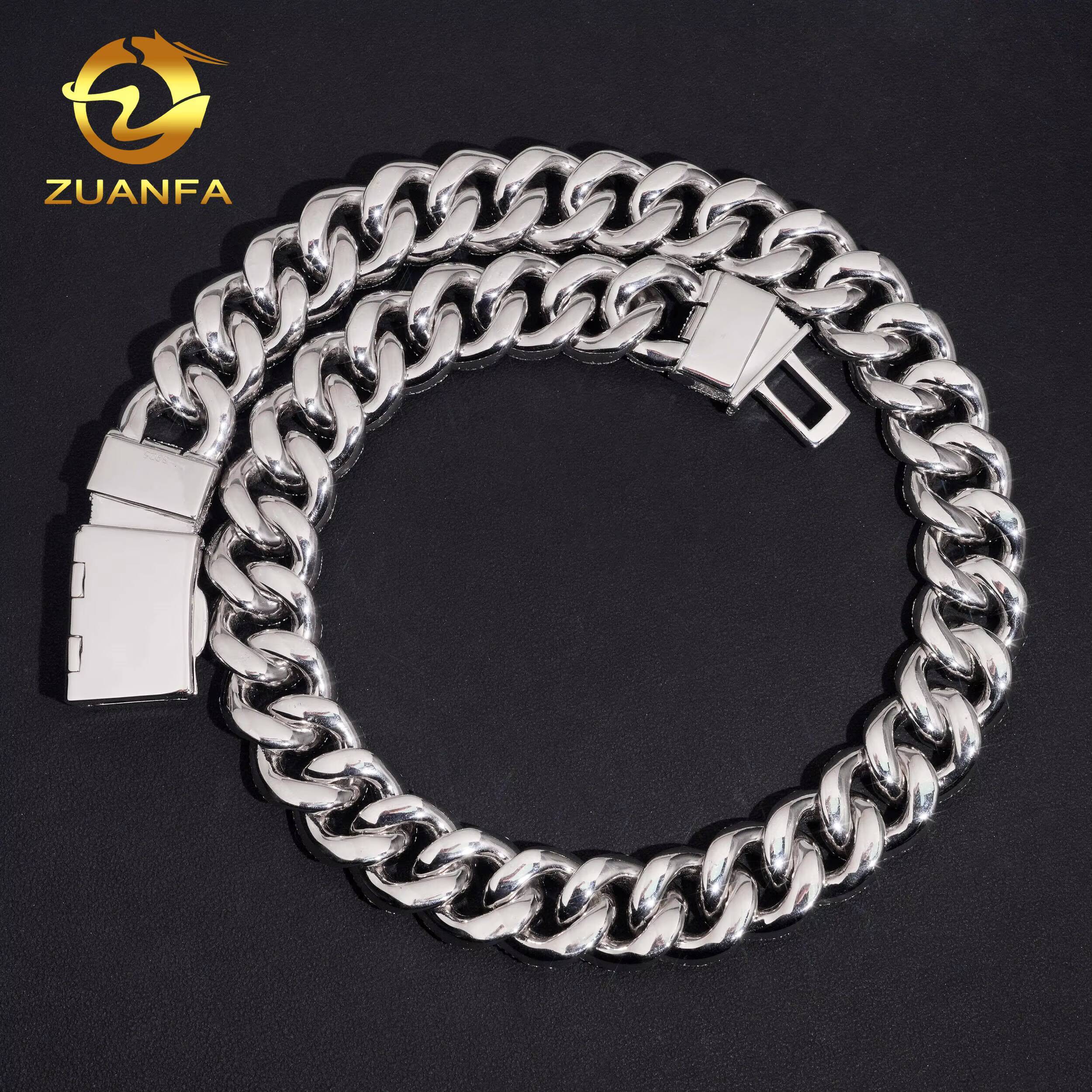 20mm Big Cuban Chain VVS Moissanite Box Lock Necklace Solid 925 Silver Hip Hop Jewelry Iced Out Miami Cuban Link Chain Bracelet