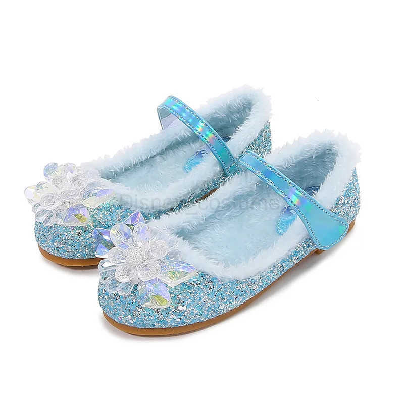 Disney Girls Plush Slippers Frozen Cute Childrens Princess Elsa Winter Cotton Slippers Baby Snow Home Pink Blue Shoes Size H251101