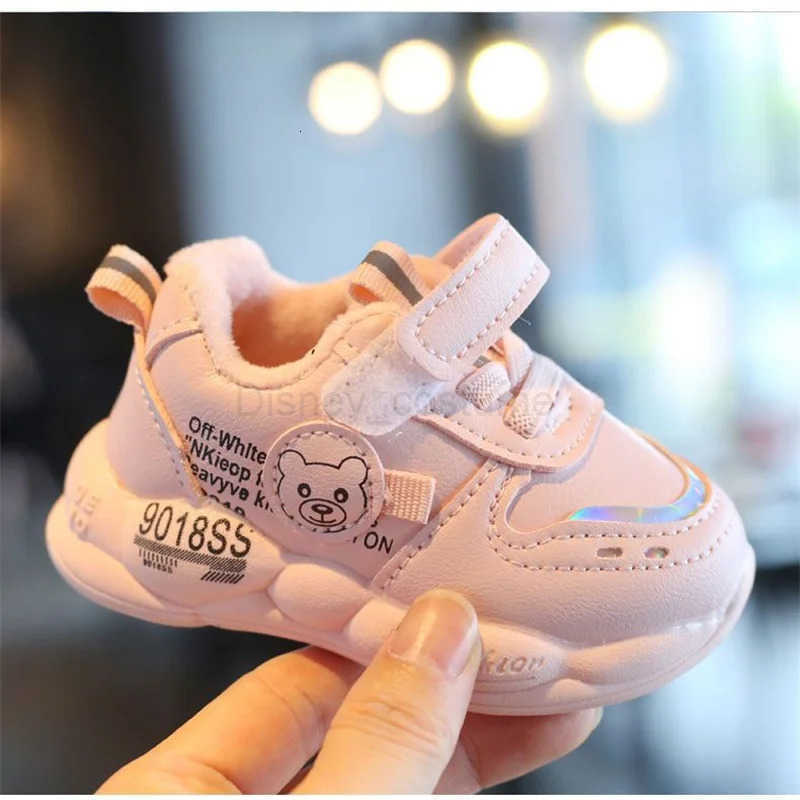 Disney Autumn Winter Casual Shoes for Baby Boys Girls Plush Warm Kids Sneakers Solid Walking Shoes Toddler PU Leather Cotton Shoes H251101
