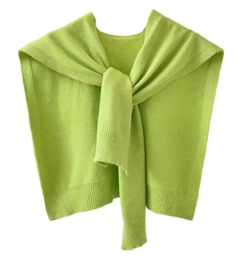 K279 Core-spun yarn knitted shawl women's spring and autumn outerwear waistcoat solid color shoulder-length thin cardigan summer knotted fake col