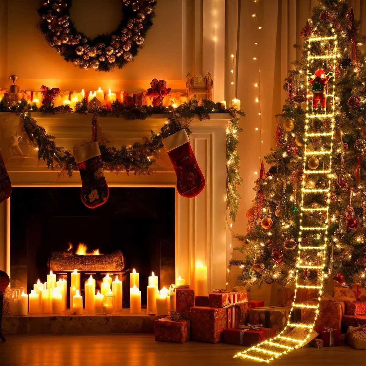 3M Santa Claus Climbing Ladder Warm Light Christmas Decoration Home Outdoor Garden Cristmas Tree Ornement New Year Gift H260903 - view 4