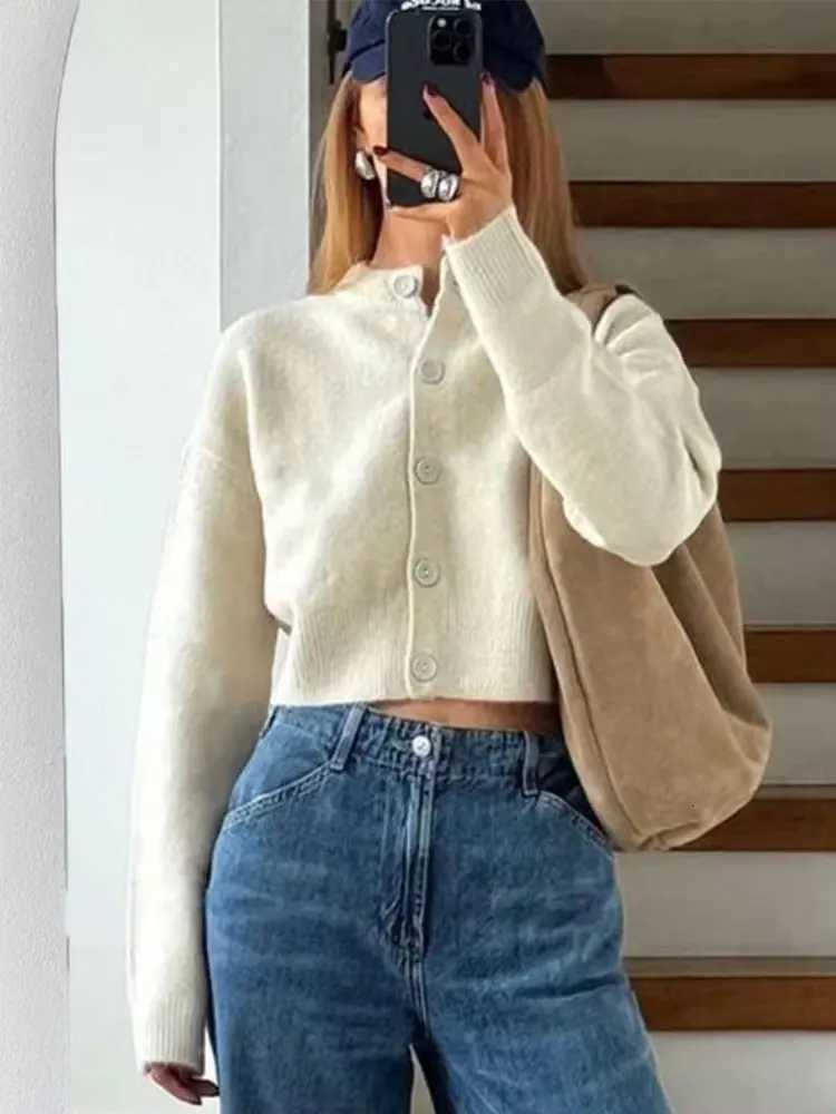 Womens Fashion Cardigan Knitted O Neck Long Sleeves Slim Short Sweater Female Buttons Wild Basic Outerwear Woman TopsT251101