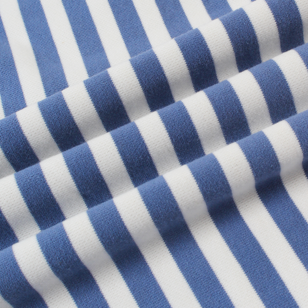 LENLOUES Striped Crew Neck Sweatshirt - Blue-White Long Sleeve Casual Top with Graphic Print, Unisex Street Fashion Pullover LNS-1010