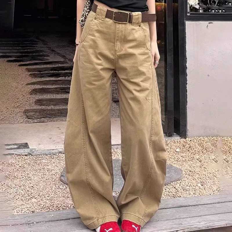 Autumn Korean Retro WomenS Loose Straight Leg Jeans High Street Casual Wide Leg Pants Coffee Colored Jeans J251031