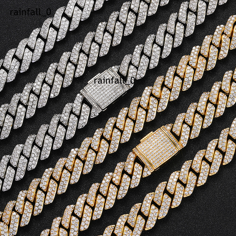 Fine Jewelry 925 Silver Moissanite Tennis Chains Iced Out Hip Hop Cuban Link Chain Luxury Diamond Necklace