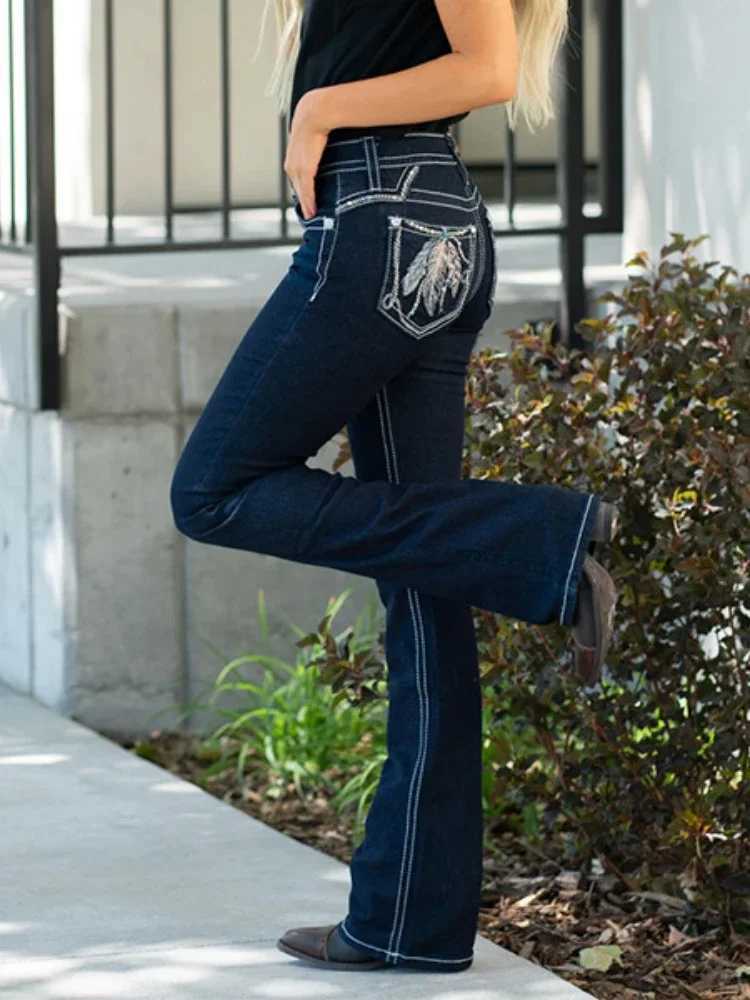 Jeans Women Long Pants Denim Pant Straight Trousers Elegant Splice Slim Fit Casual Simple Regular Solid Autumn Winter 2024 J251031