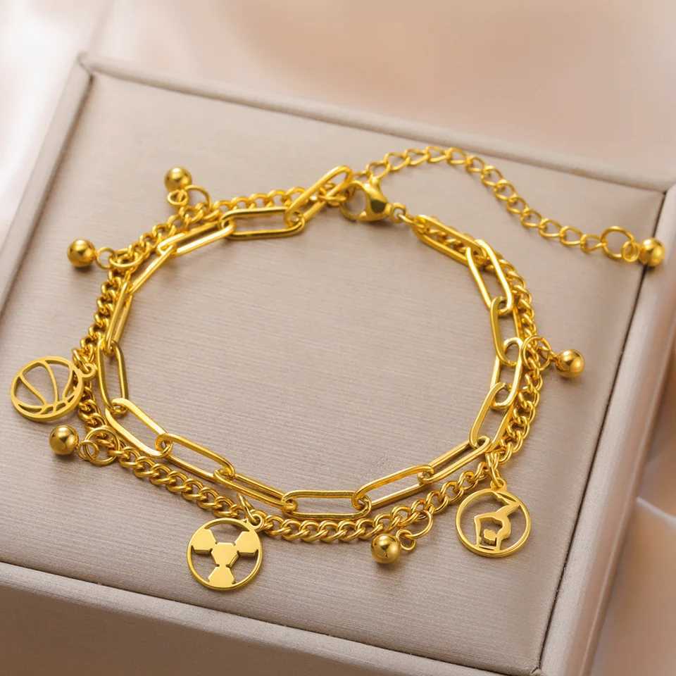 Cazador Stainless Steel Sports Basketball Football Yoga Charm Womens Bracelet Fashion Bracelet Jewelry Wholesale 2025 New Y250329