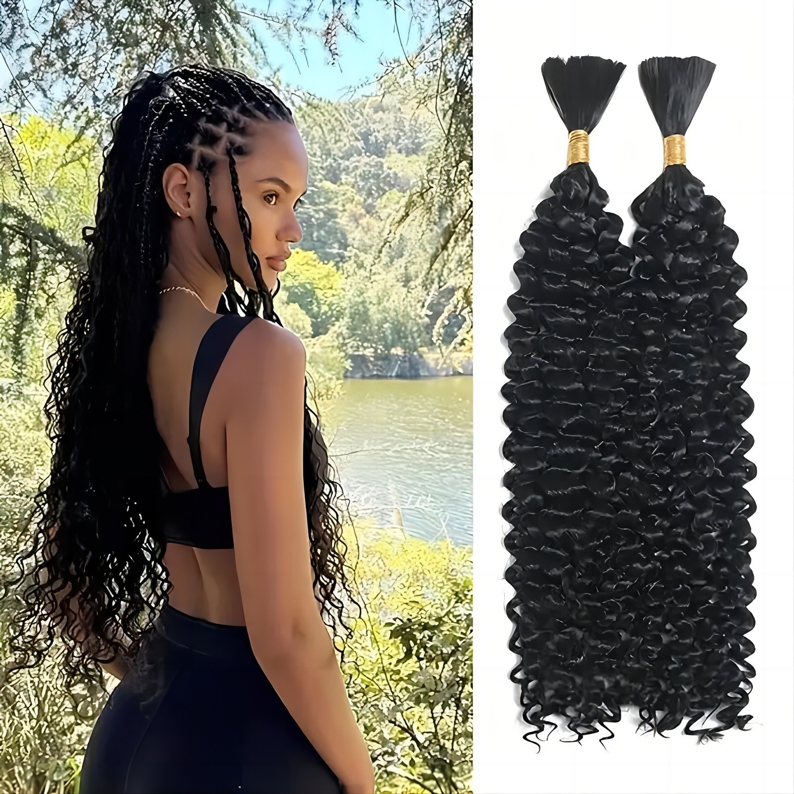 Deep Wave Bulk Human Hair for Braiding No Weft Human Braiding Hair For Boho Braids Brazilian Human Hair Extensions 33# 250107