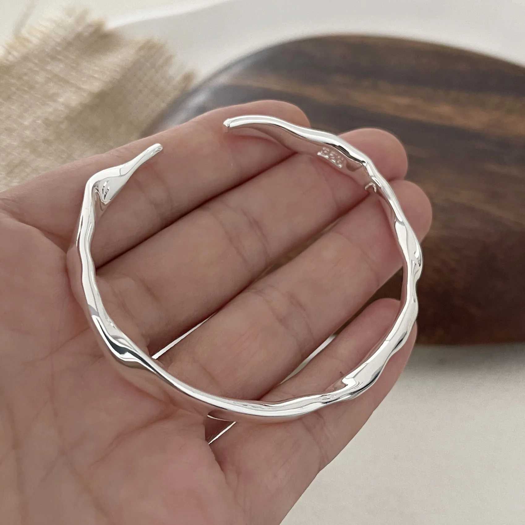100% solid 925 sterling silver metal bracelet for womens retro handmade simple birthday gift S-B451 Y250329