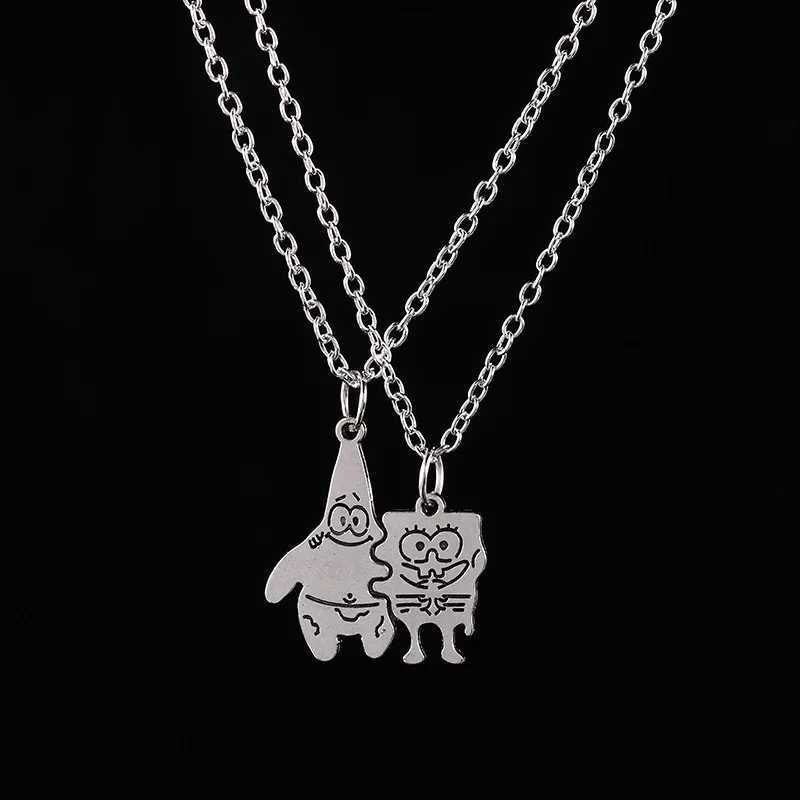 2 Pcs/ Set Fashion Best Friends Honey Love Couple Pendant Necklace Choker Gift Friendship Jewelry WholesaleC250407