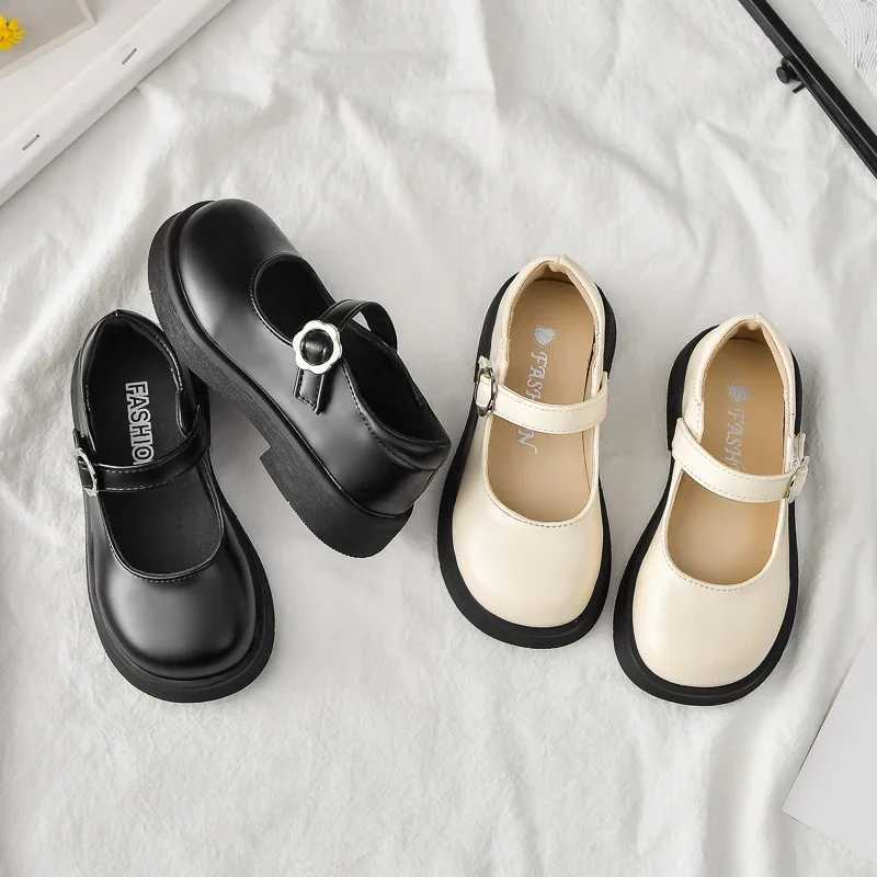 Kids Strappy Leather Shoes for Girls 2025 Autumn Nonslip Soft Sole Toddler Mary Jane Shoes Princess Kids Party Wedding Dress UpT251101