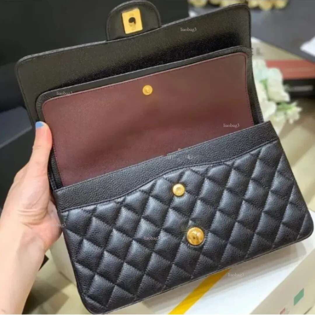 10A Designer Bag Mirror Quality Jumbo Double Flap Bag 23Cm 25Cm 30Cm Real Leather Caviar Lambskin Classic All Black Purse Quilted Handbag Shoulde With Box 2024 07A51