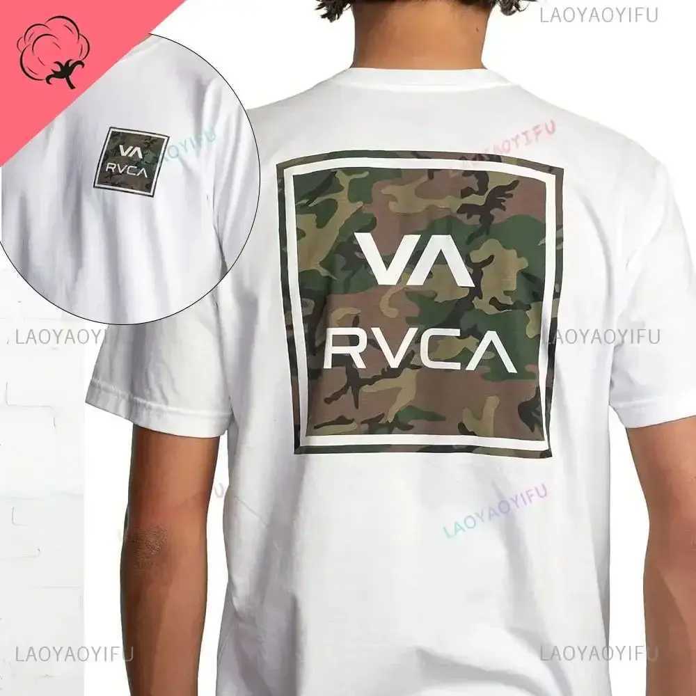 Men's T-Shirts RVCA Mens Graphic Short Sleeve Crew Collar T-shirt Cotton Retro Strt Fashion Mens Shirt Sleeve Design Top Strtwear H25331