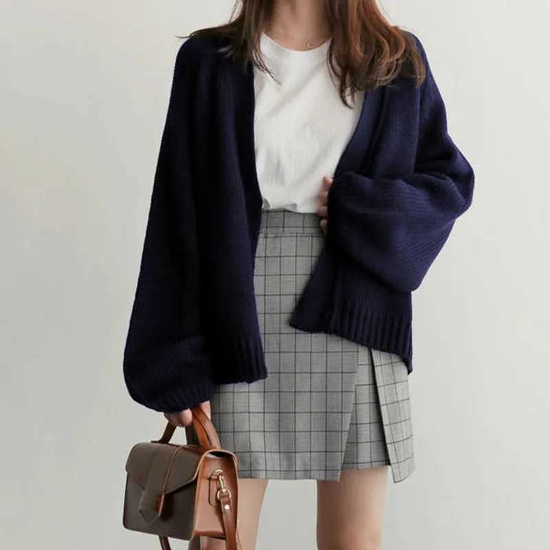 Elegant Knitted Solid Cardigan Coats Fashion Women Loose Long Sleeve Spring Autumn Sweaters Casual 2025 New Korean CardigansT251101