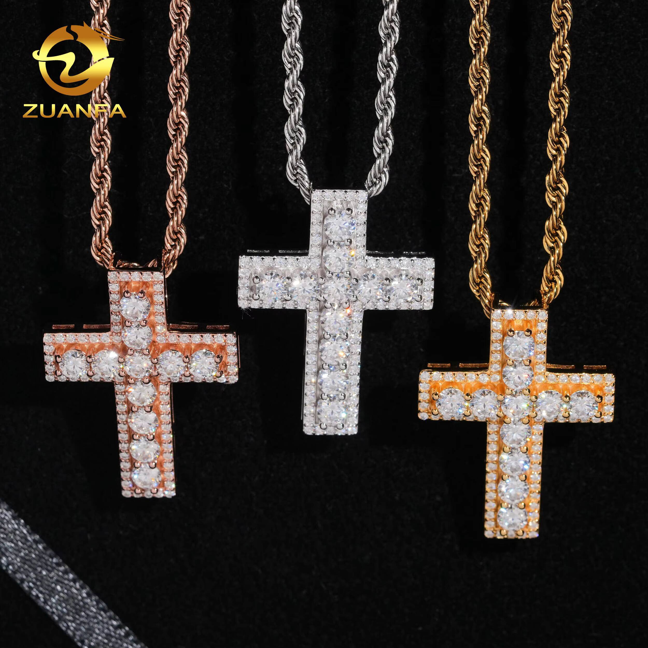 Hip HopJewelry VVS Moissanite Diamond Iced Out Pendant Cross Pendant Silver 925 Moissanite Custom Pendant Instock