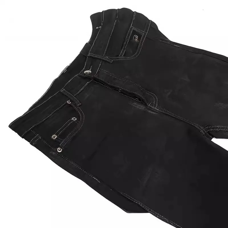 HKSH Dark Coated Jeans Mens Trendy Punk Street Micro Flash Spring Summer Fashion Denim Pants Brushed Wax HK21 250327