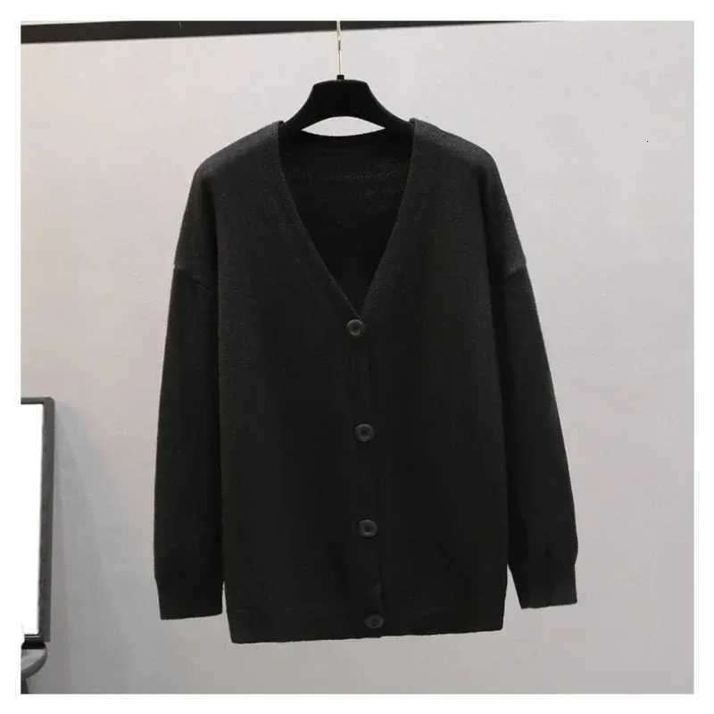 Autumn Fashion Sweater Jacket Korean Women Vneck Longsleeved Cardigan Sweater Elegant Singlebreasted Casual Womens KnitwearT251101