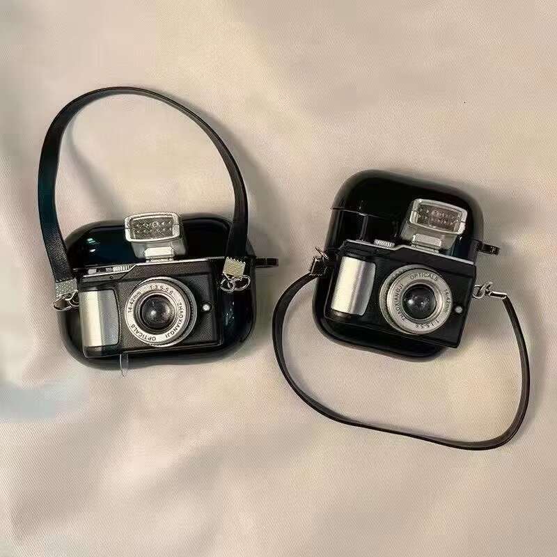 Retro Mini Camera Toys W/Strap Leather Soft Tpu Gel Silicone Headphone Earphone Accessories Case Cover for 12 3 Pro