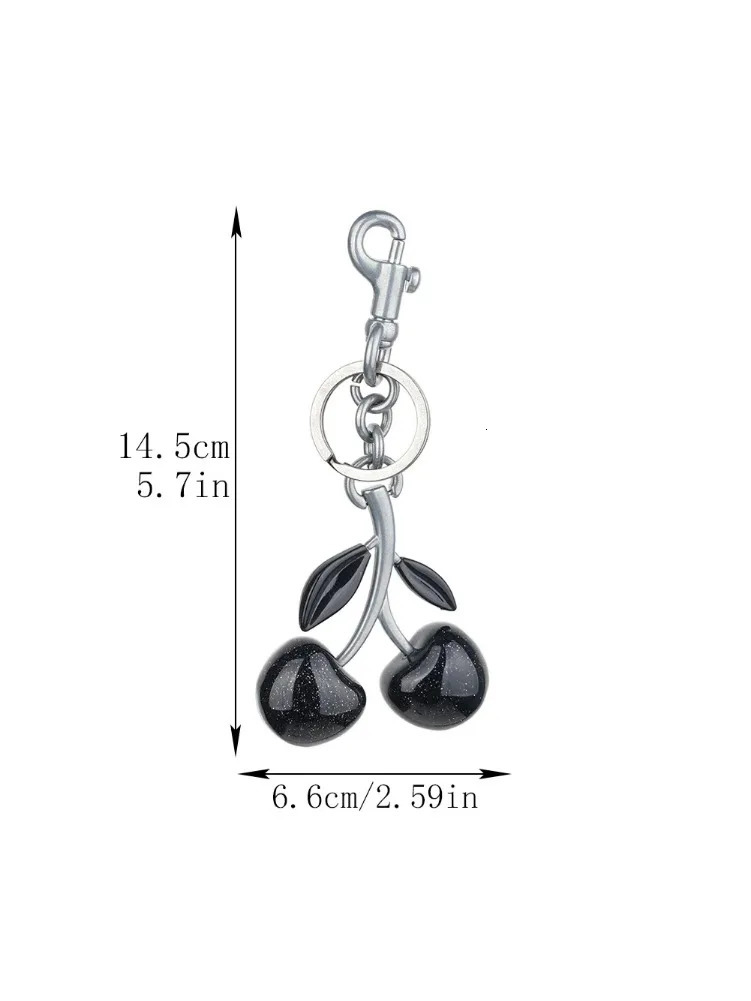 Black Cherry Charm Accessories Handbag Pendant Cute Cherry Charm Keychain Bag Decorative Shoulder Bag Wallet and Wallet 250326