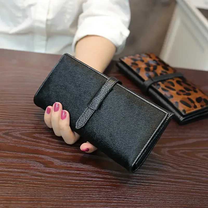 New Fi Leopard Cow Genuine Leather Wen Lg Wallets Real Leather Fem Luxury Brand Designer Cluh Girl Gift C Purse Y251101
