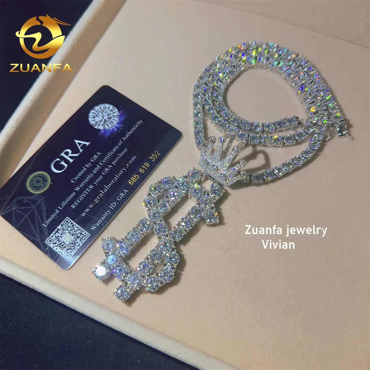 Sterling Silver 925 Custom Iced Out Hip Hop VVS Moissanite Fine Jewelry Fashion Moissanite Hip Hop Pendant