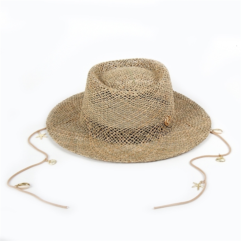 s European and American Style Pin Straw Hat Female Hollow Letter Sun Hat Fashion Metal Chain Sunshade Hat 250326