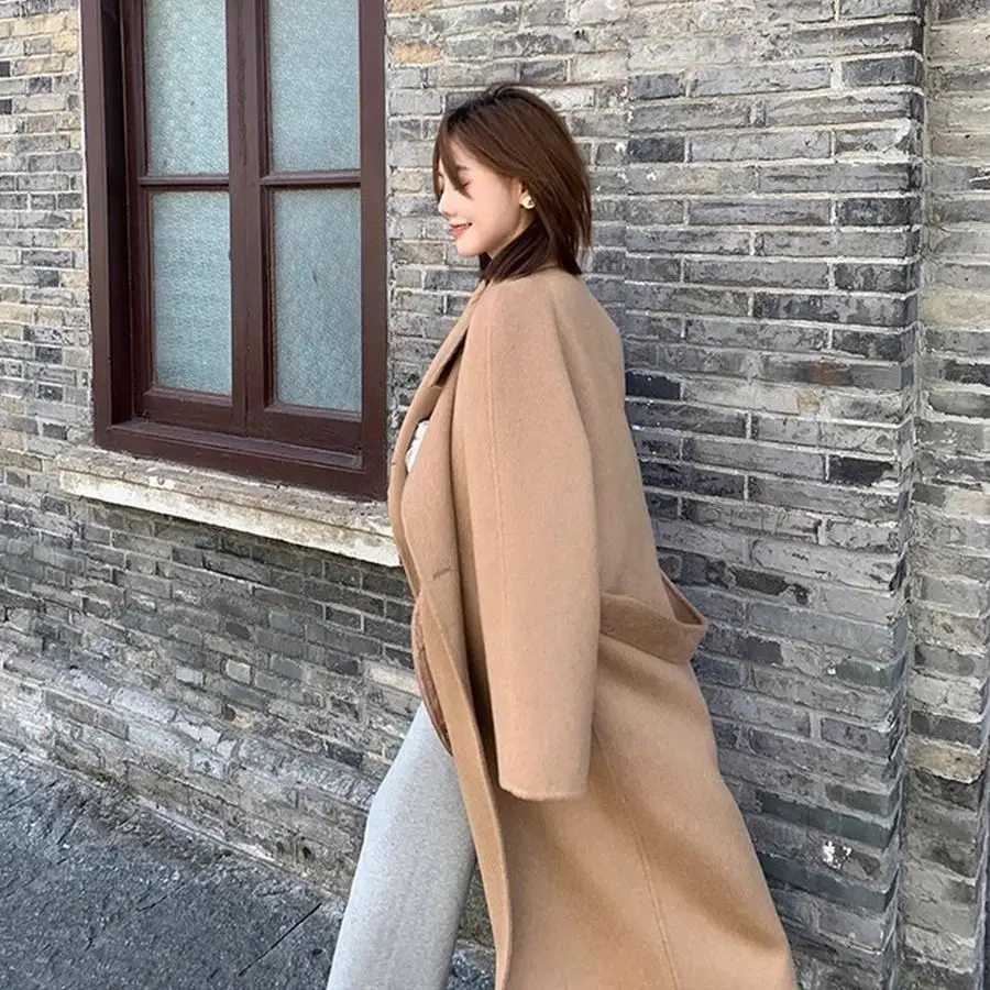 25ss new product 100 sheep wool doublesided woolen coat autumn style simple slim fit womens woolen jacketT251101