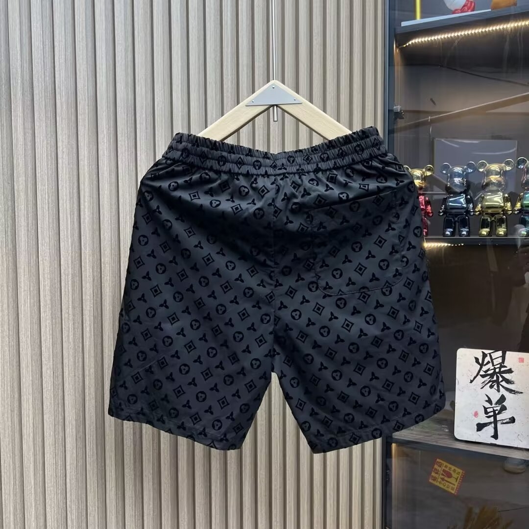 Free shipping summer new men's casual pants wear quick drying handsome breathable straight leg five quarter pants Fashion thin beach pants black