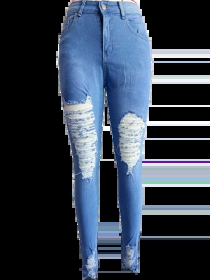 Womens Pocket Ripped Pants High Street Fashion Casual Autumn Solid Color Personalized jeans J251031