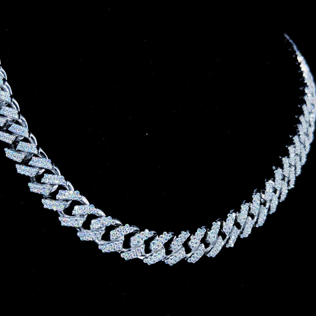 VVS Diamond 925 Sterling Silver Iced Out Cuban Link Chain Hip Hop Jewelry Gift