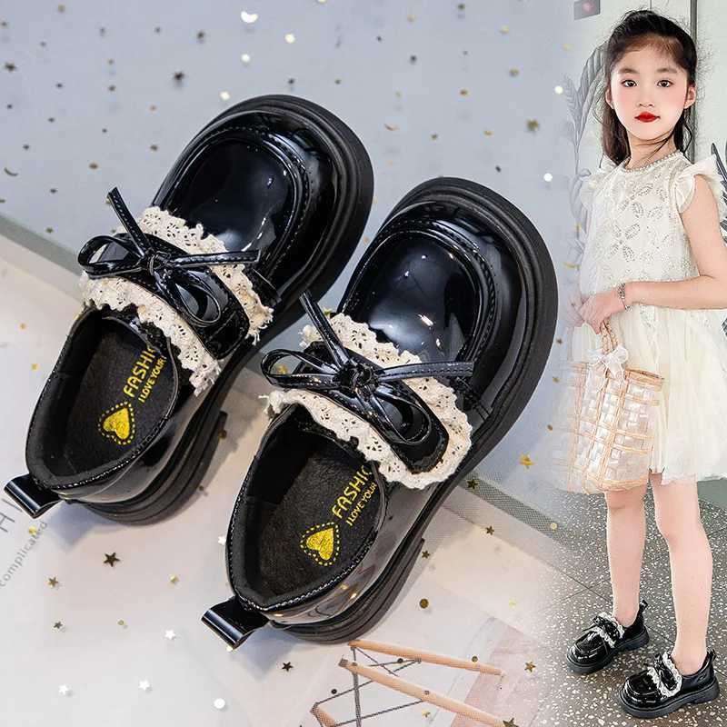 Versatile Girls Leather Shoes 2025 Spring New Kids Casual Shoe Simple Girl Bow Princess Shoes Anti Slip Child Performance ShoeT251101