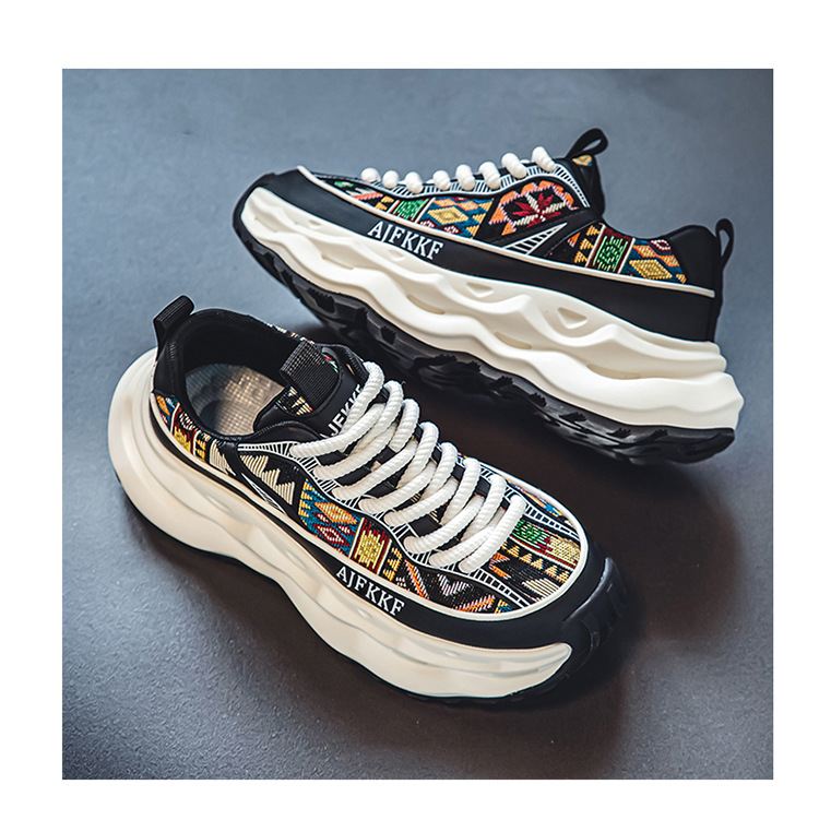 2025 Summer New Mens Platform Running Shoes Breathable Anti Slip Sneakers Trendy Printed Casual Shoes free shipping hot sale