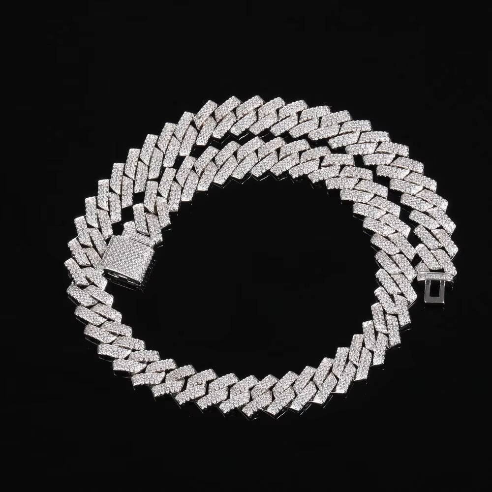 Premium 925 Silver Moissanite Diamond 14MM Cuban Chain Timeless Iced Hip Hop Style Necklace Luxury Jewelry for Men Weddings